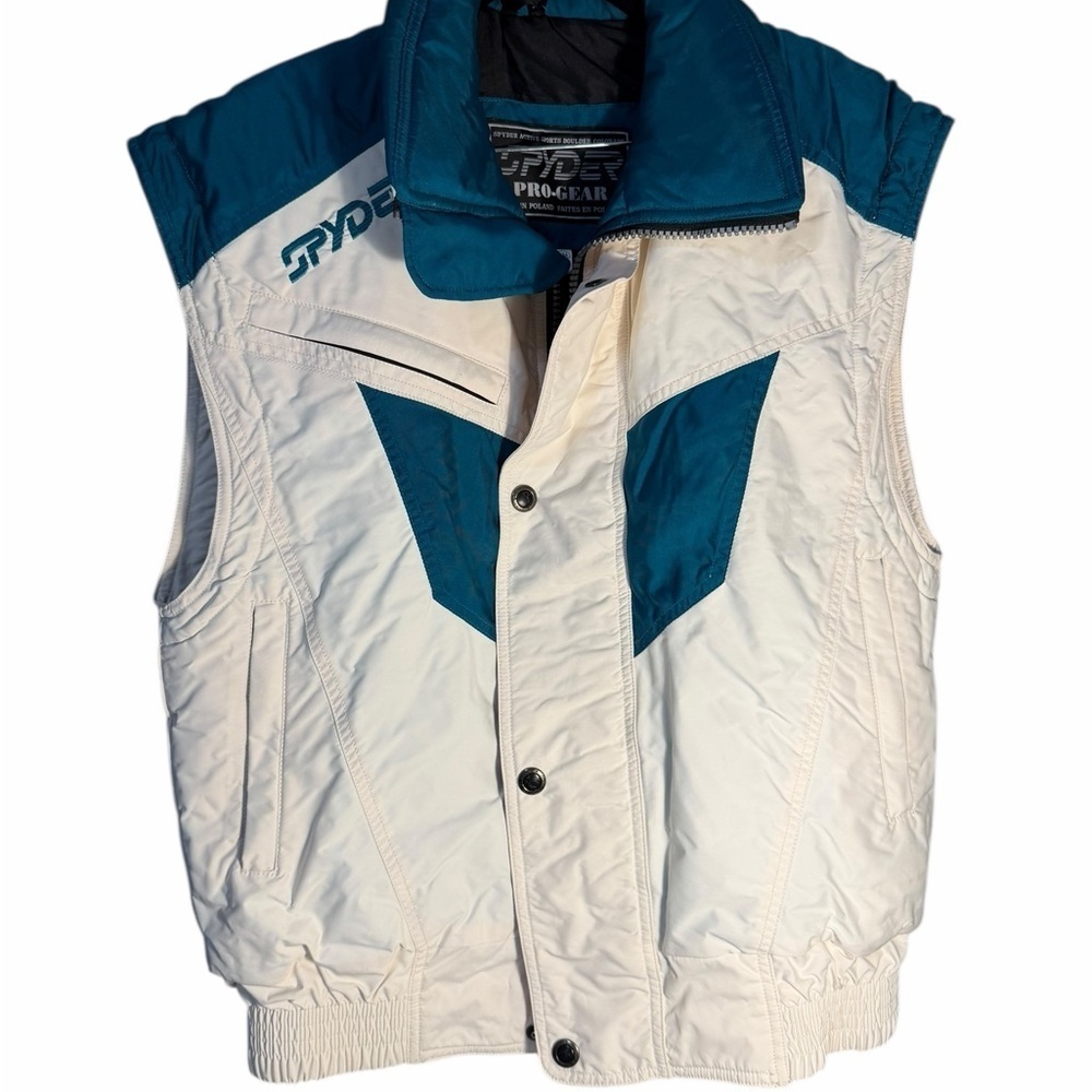 Spyder Pro Gear White and Teal Puffer Vest Sz 8